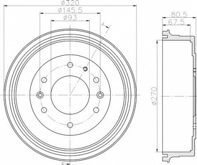 HELLA PAGID 8dt355301051 -  Тормозной барабан
